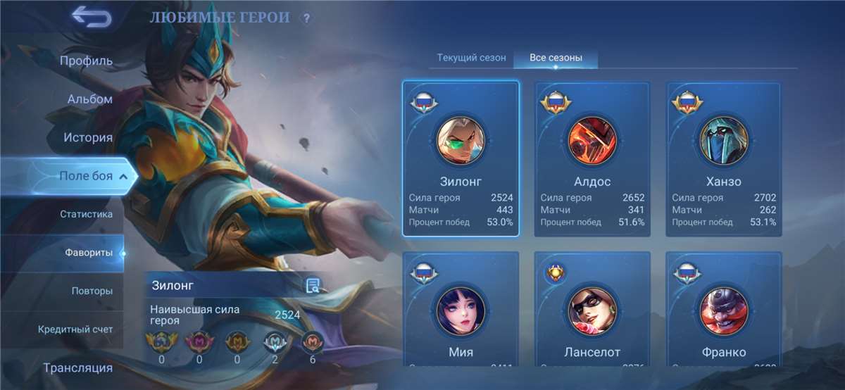 продажа аккаунта к игре Mobile Legends