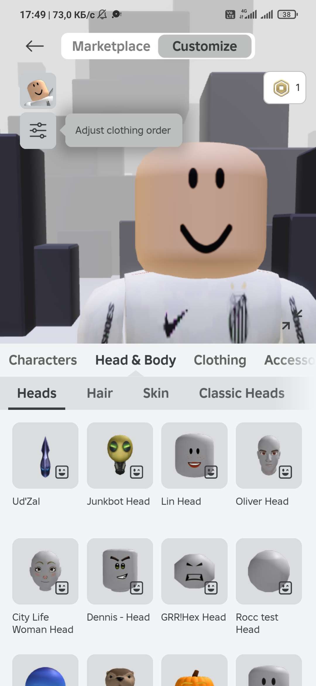 продажа аккаунта к игре Roblox