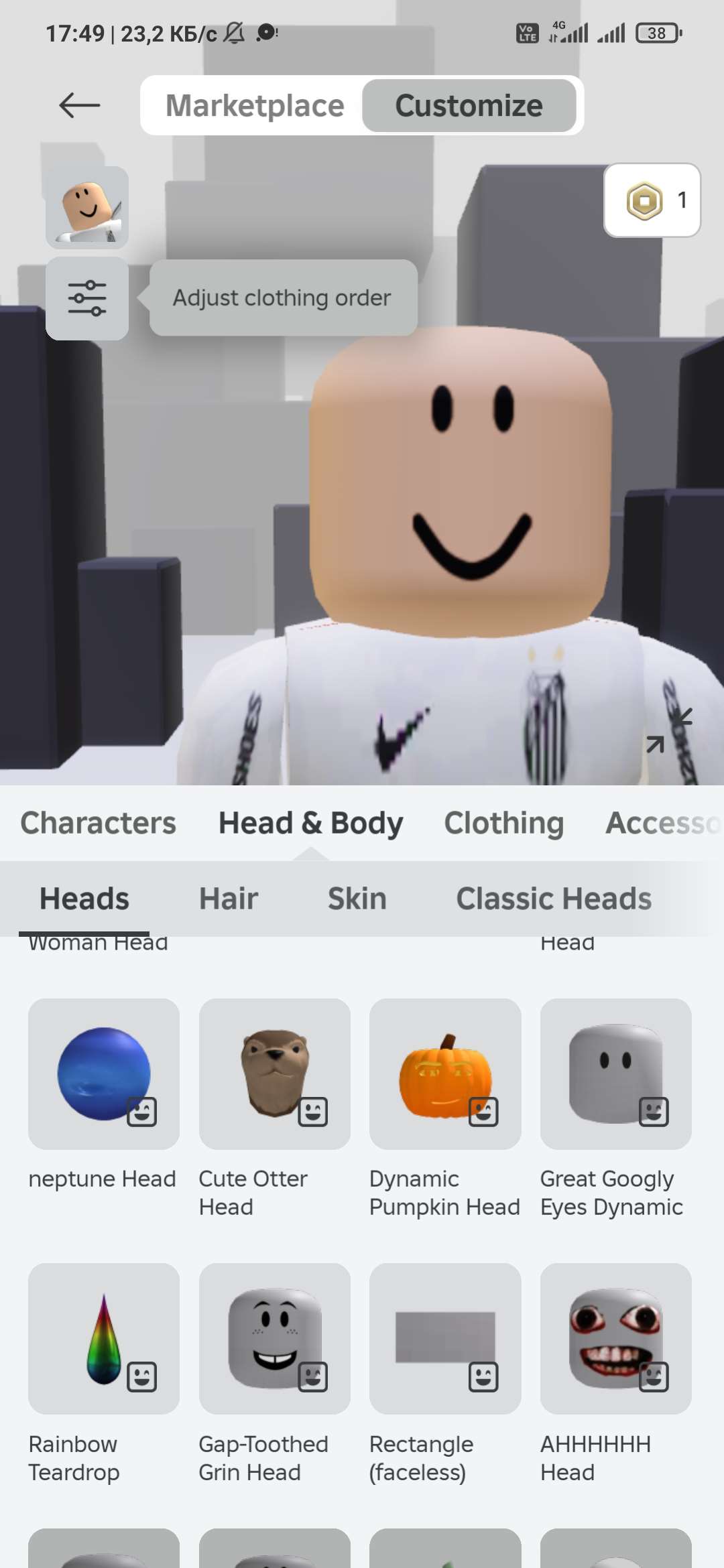 продажа аккаунта к игре Roblox