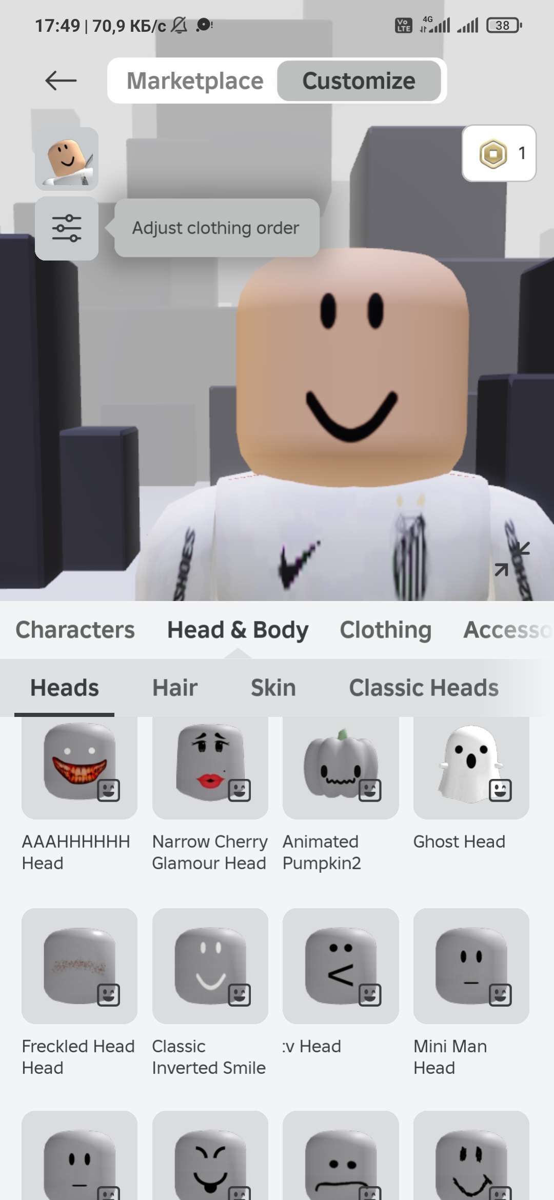 продажа аккаунта к игре Roblox