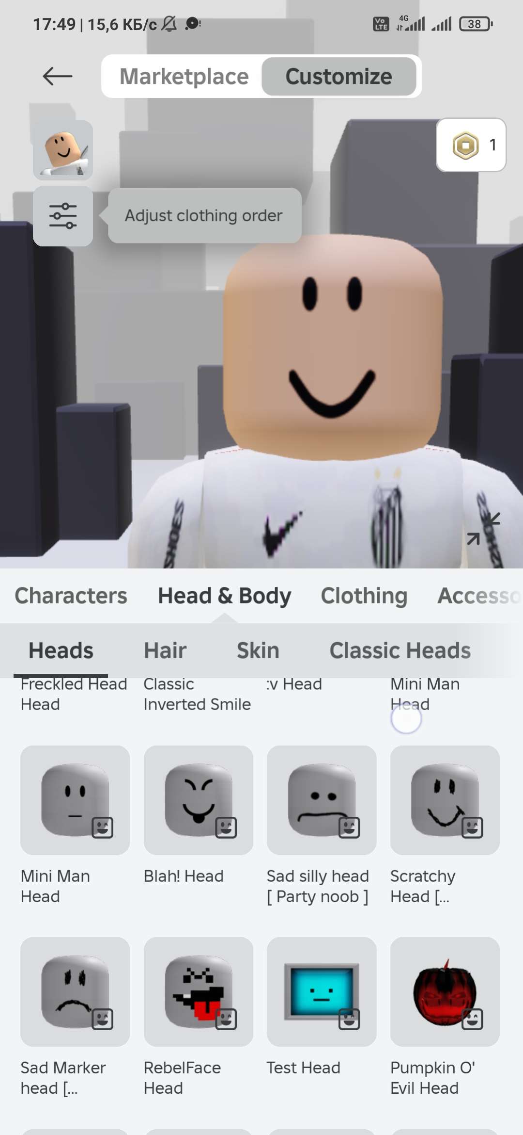 продажа аккаунта к игре Roblox