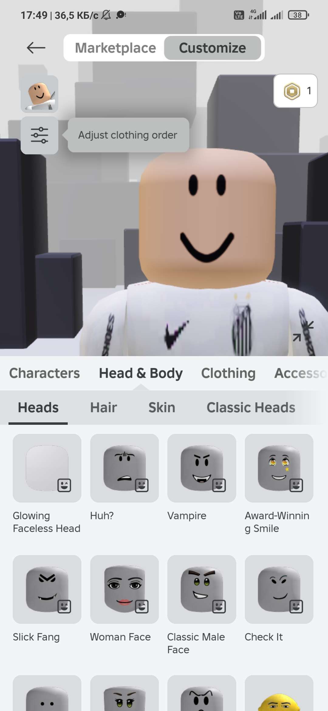 продажа аккаунта к игре Roblox