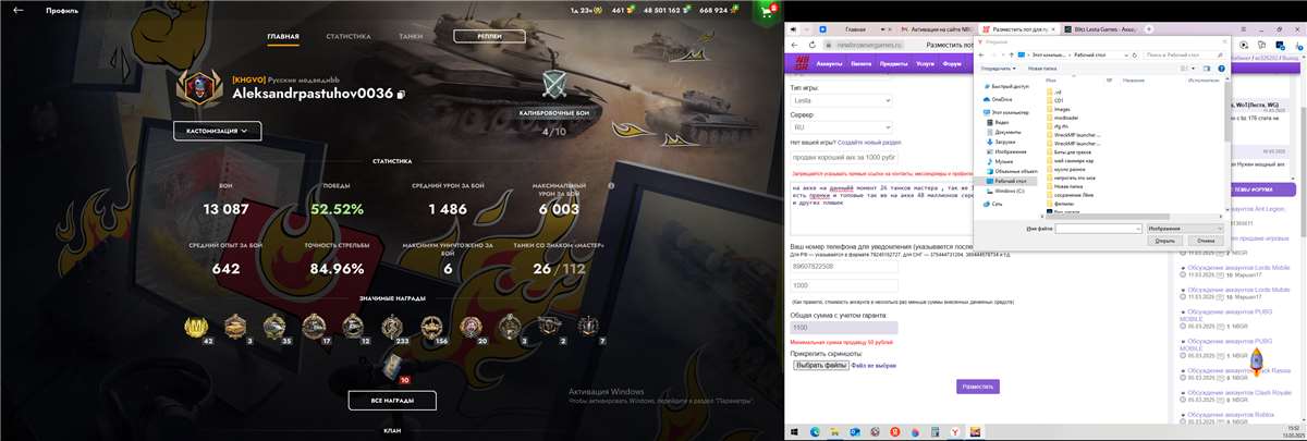 продажа аккаунта к игре Tanks Blitz, WoT(Lesta, WG)