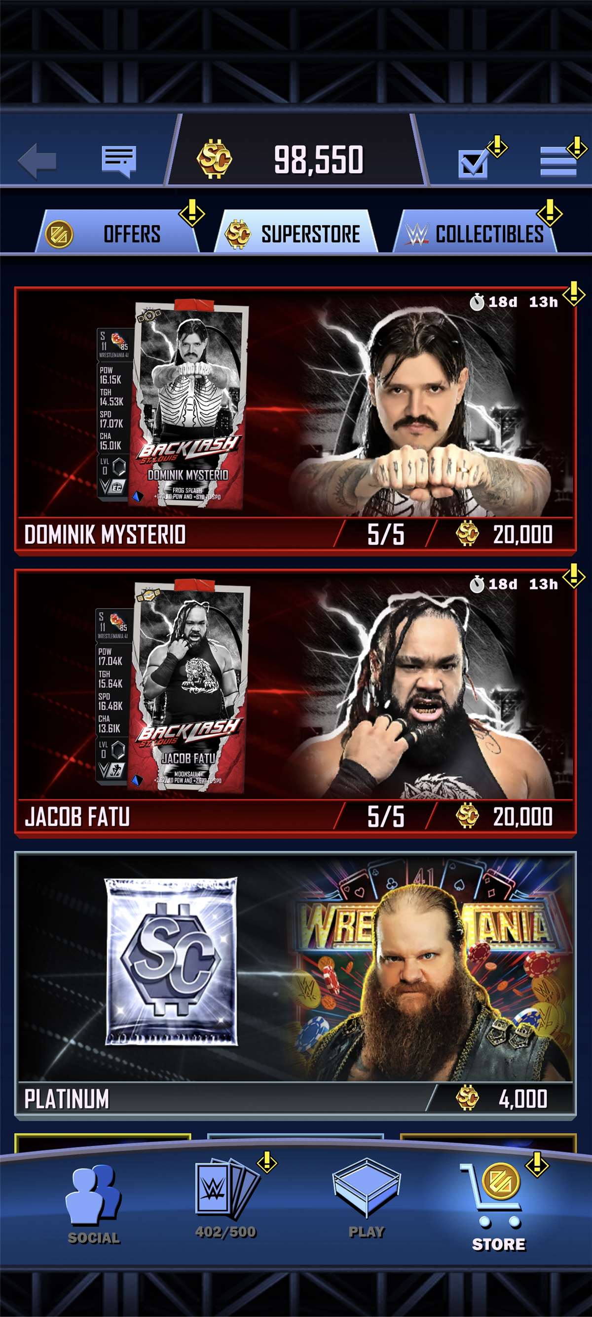Скриншоты к игре WWE SuperCard продажа аккаунта к игре WWE SuperCard
