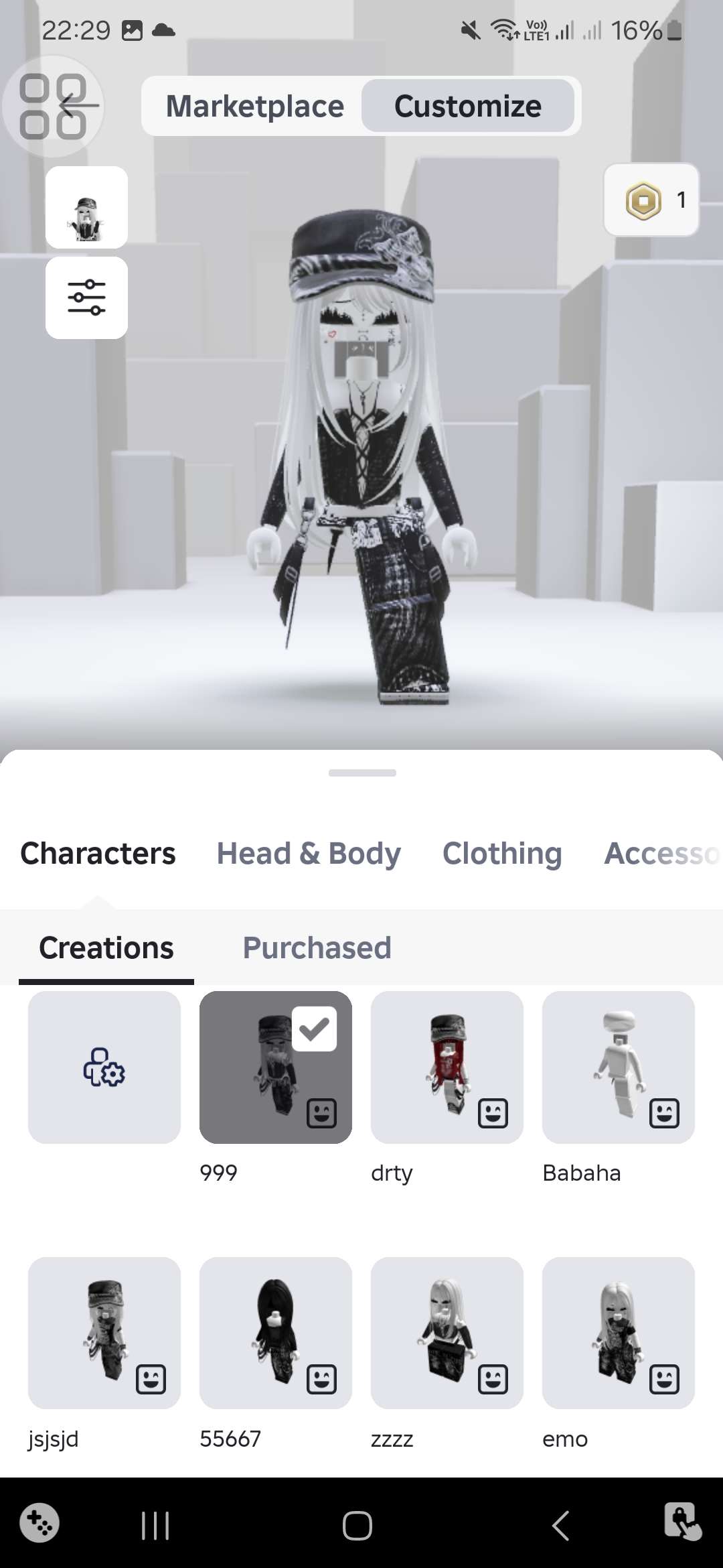 продажа аккаунта к игре Roblox