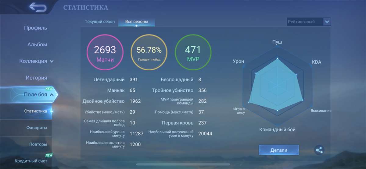 продажа аккаунта к игре Mobile Legends