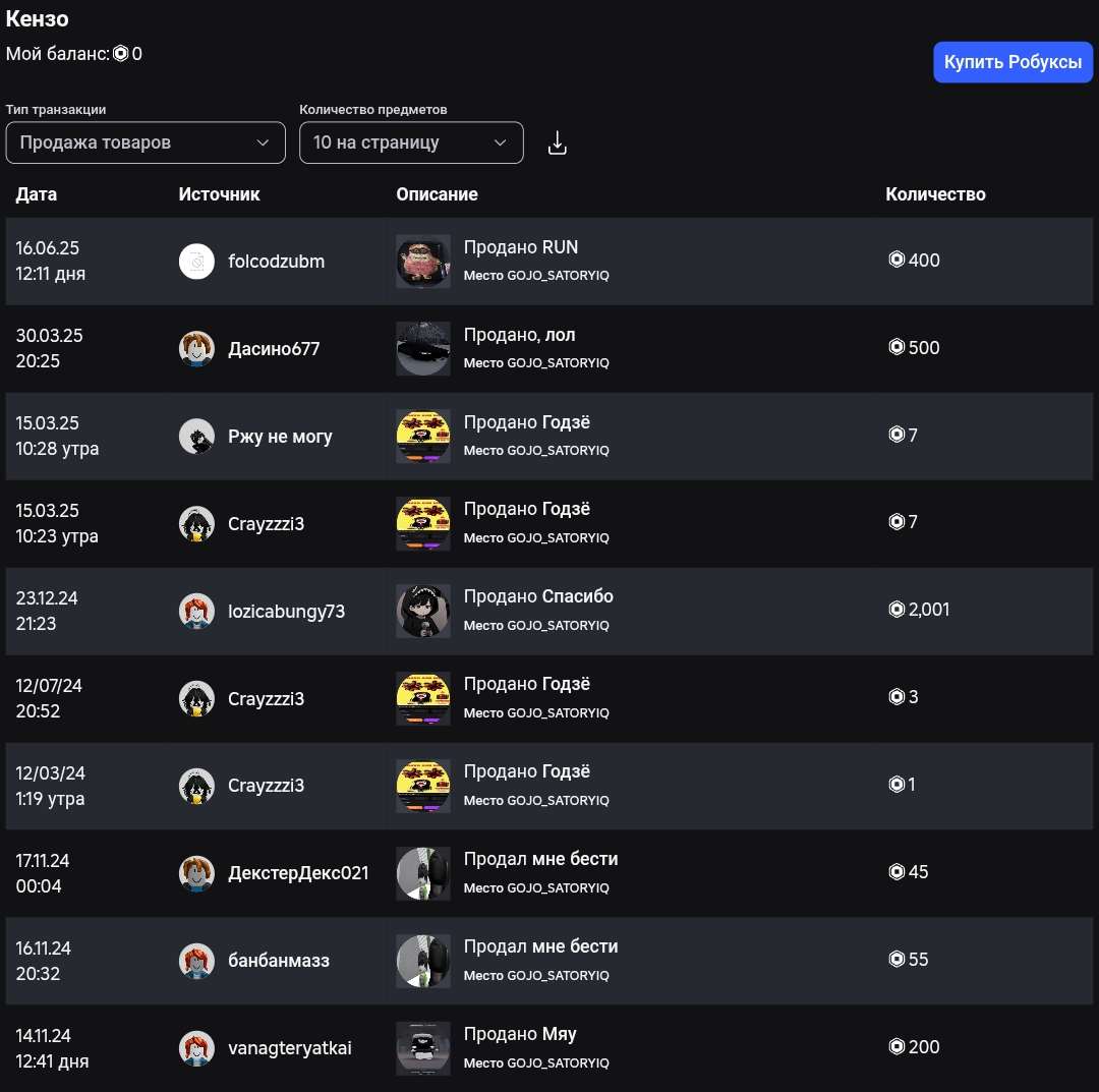 продажа аккаунта к игре Roblox