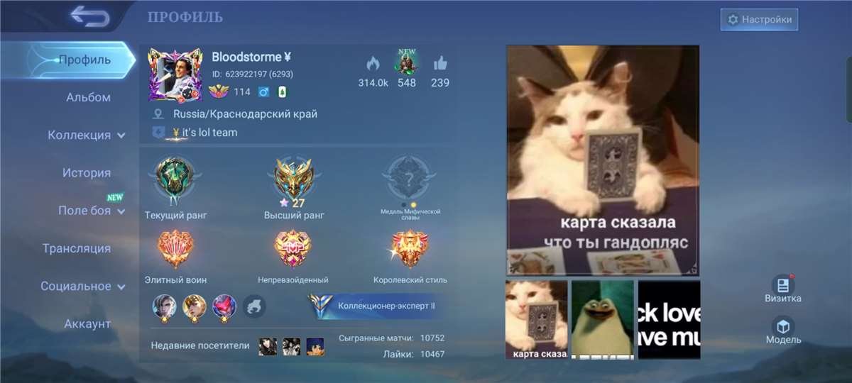 продажа аккаунта к игре Mobile Legends